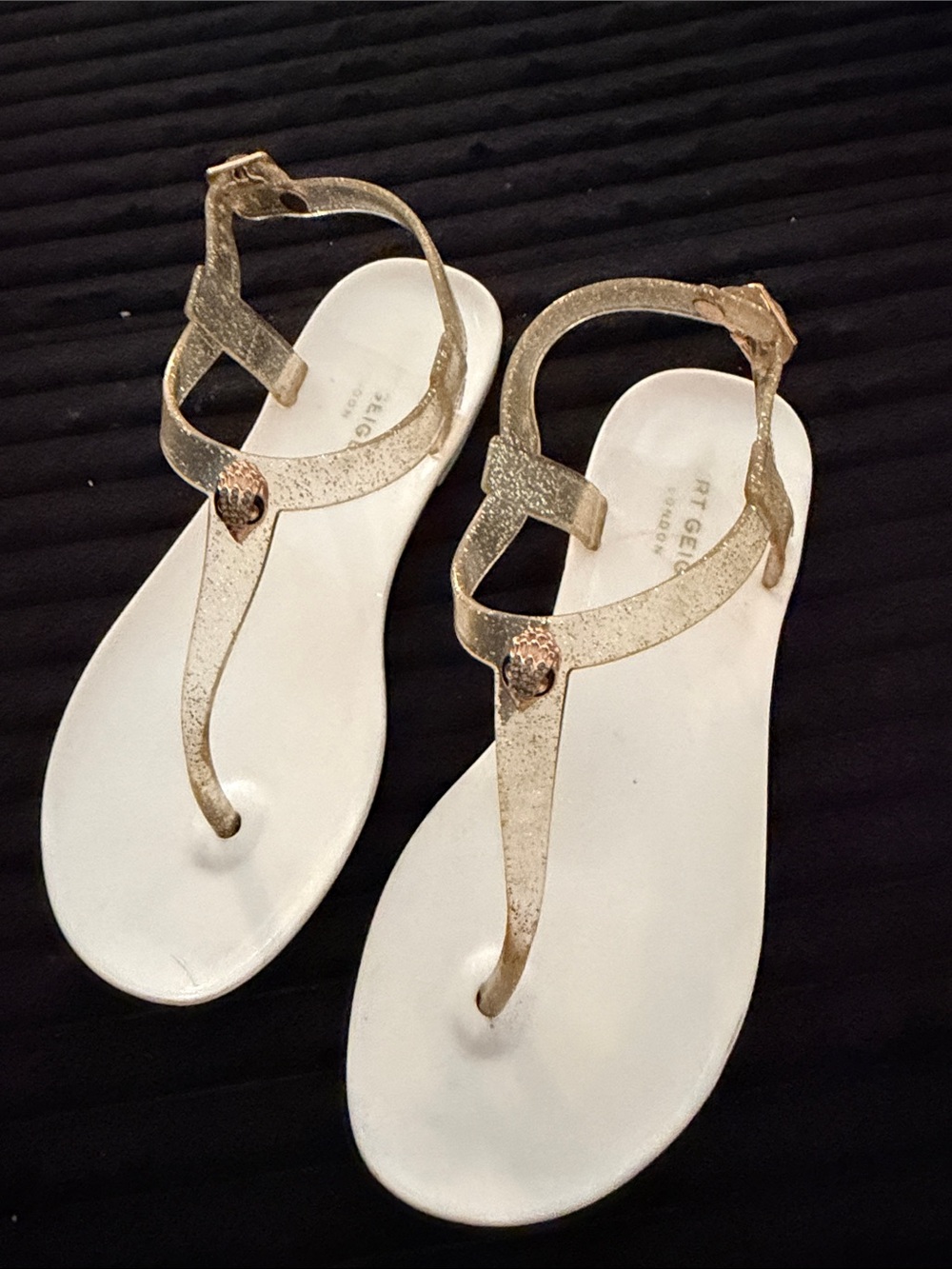 Kurt Geiger Gold Metallic T-Strap Sandals - kids